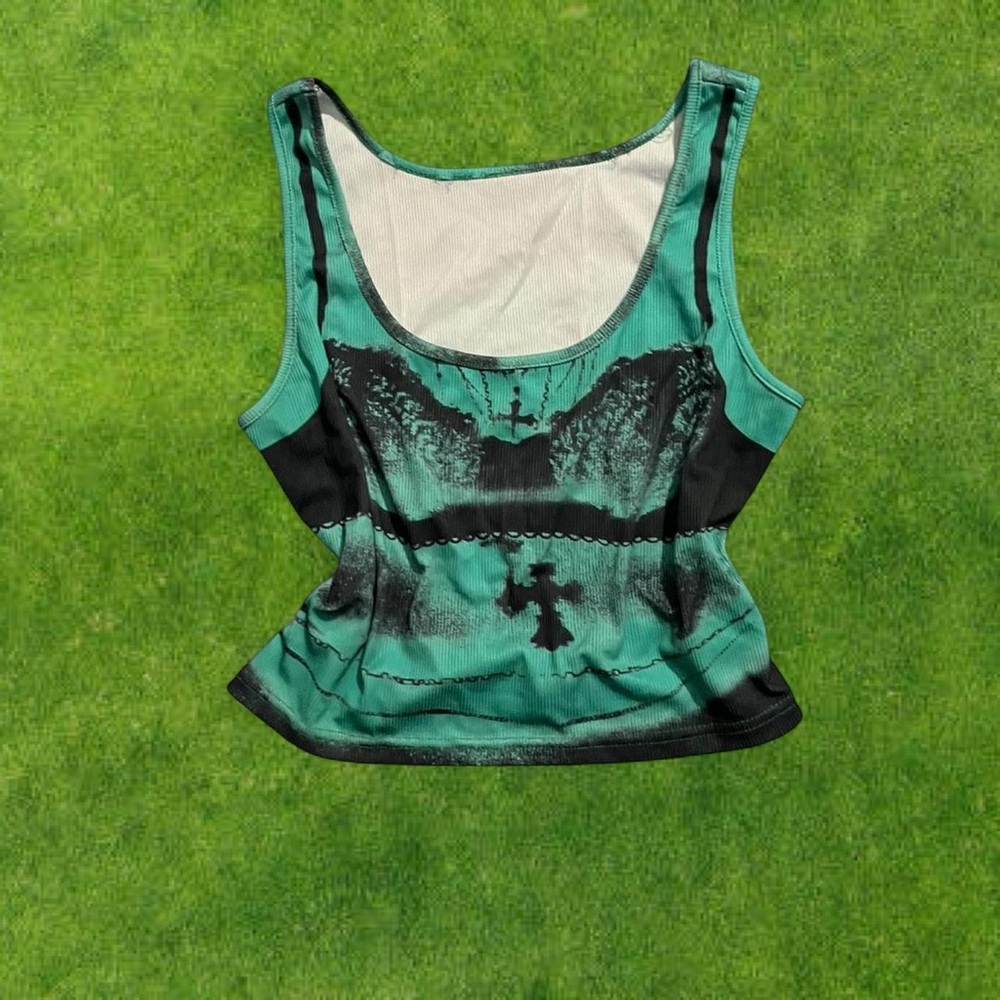 Stylish Teal and Black Women's Top